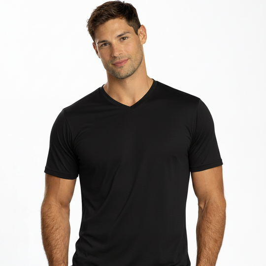 T-shirt rafraîchissant col V homme — Fini le t-shirt qui colle