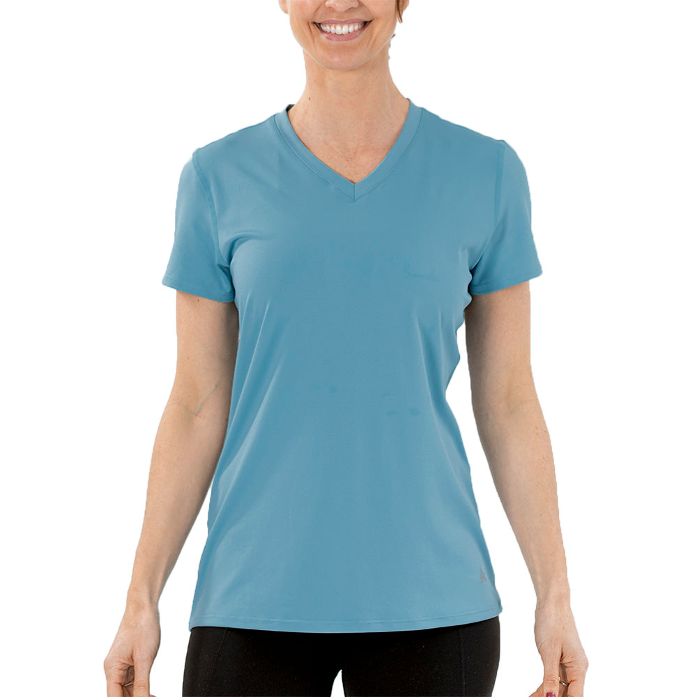 T-shirt rafraîchissant col V femme — La chaleur ne gagne plus