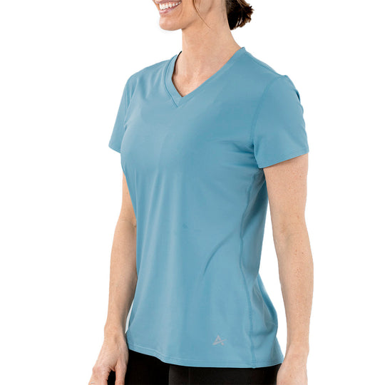 T-shirt rafraîchissant col V femme — La chaleur ne gagne plus