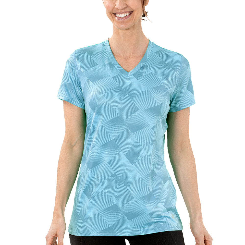T-shirt rafraîchissant col V femme — La chaleur ne gagne plus