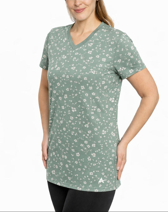T-shirt rafraîchissant col V femme — La chaleur ne gagne plus