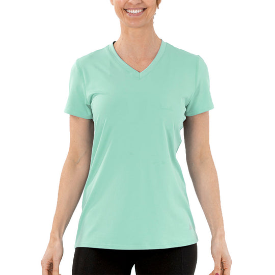 T-shirt rafraîchissant col V femme — La chaleur ne gagne plus