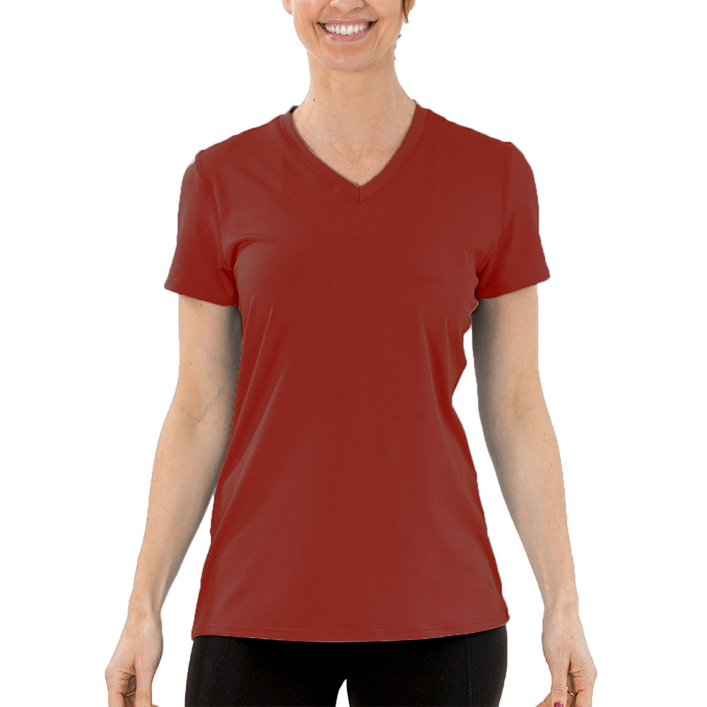 T-shirt rafraîchissant col V femme — La chaleur ne gagne plus