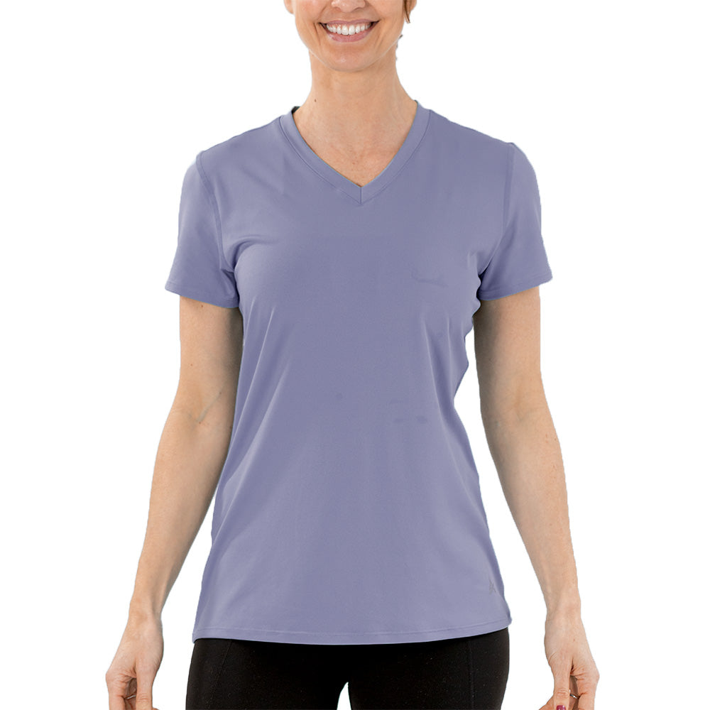 T-shirt rafraîchissant col V femme — La chaleur ne gagne plus