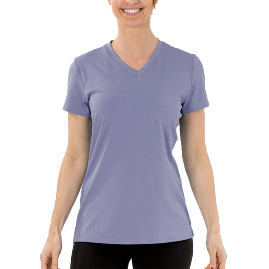 T-shirt rafraîchissant col V femme — La chaleur ne gagne plus