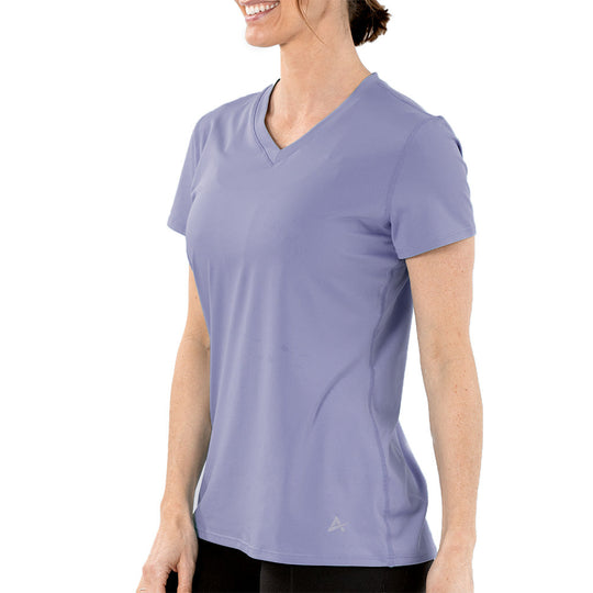 T-shirt rafraîchissant col V femme — La chaleur ne gagne plus