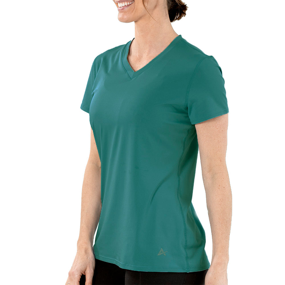 T-shirt rafraîchissant col V femme — La chaleur ne gagne plus