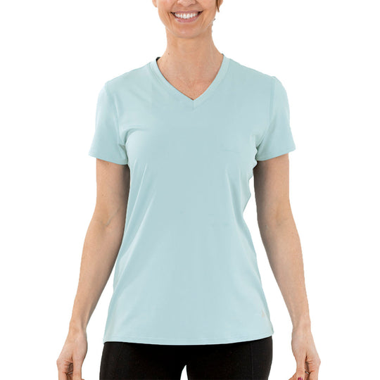 T-shirt rafraîchissant col V femme — La chaleur ne gagne plus