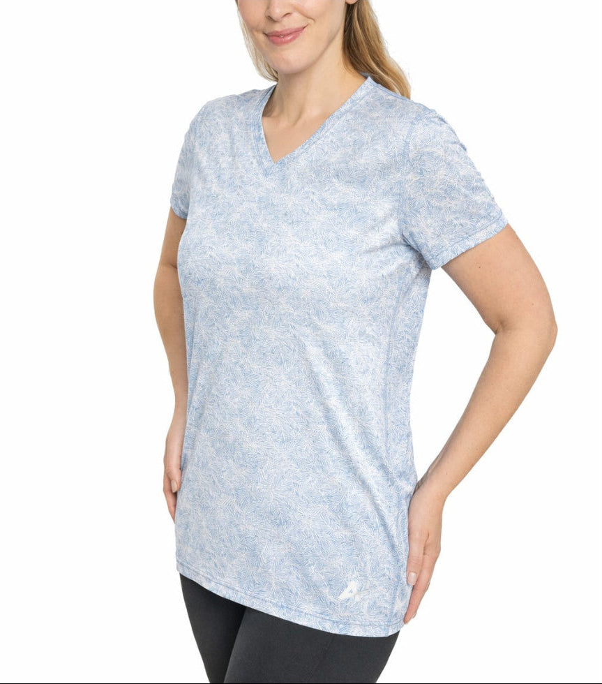 T-shirt rafraîchissant col V femme — La chaleur ne gagne plus
