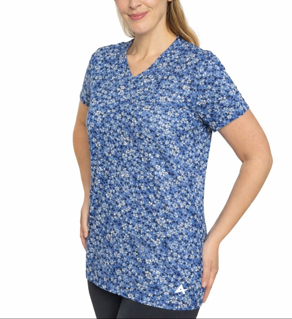 T-shirt rafraîchissant col V femme — La chaleur ne gagne plus