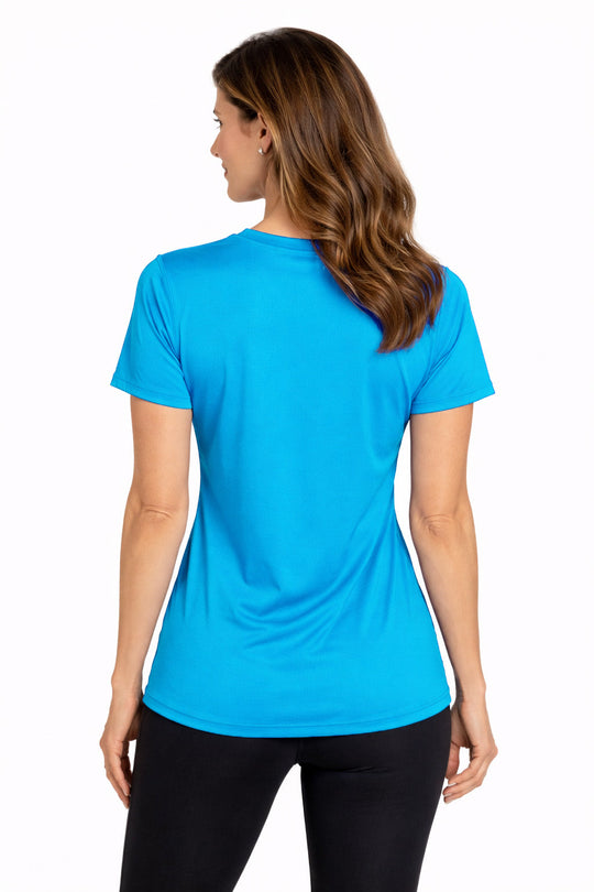 T-shirt rafraîchissant col V femme — La chaleur ne gagne plus