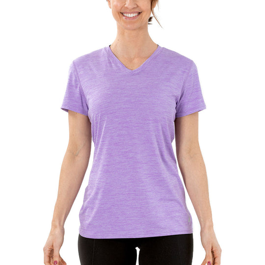 T-shirt rafraîchissant col V femme — La chaleur ne gagne plus
