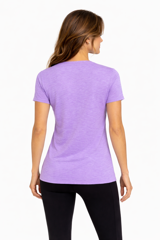 T-shirt rafraîchissant col V femme — La chaleur ne gagne plus