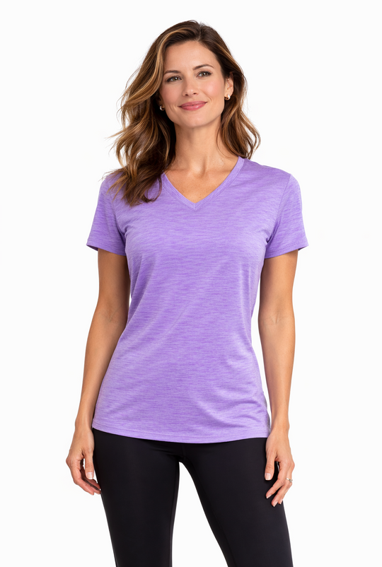 T-shirt rafraîchissant col V femme — La chaleur ne gagne plus