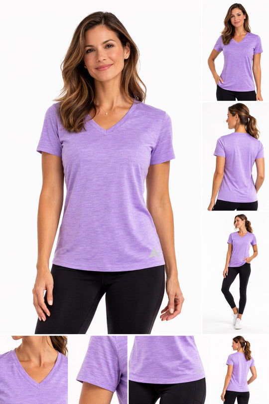 T-shirt rafraîchissant col V femme — La chaleur ne gagne plus