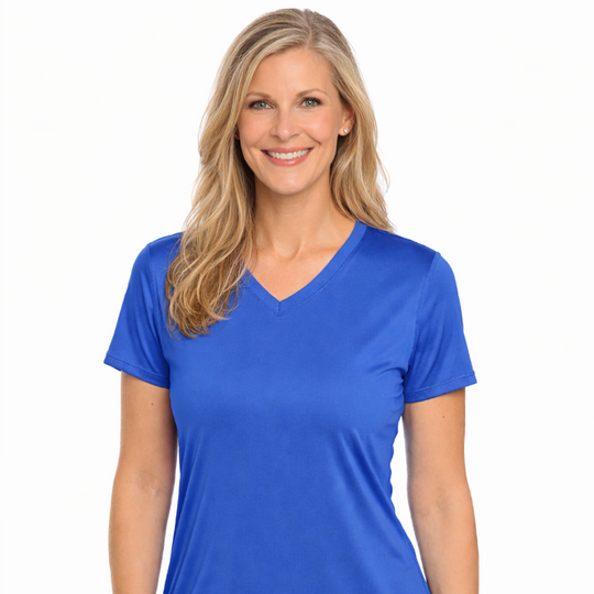T-shirt rafraîchissant col V femme — La chaleur ne gagne plus