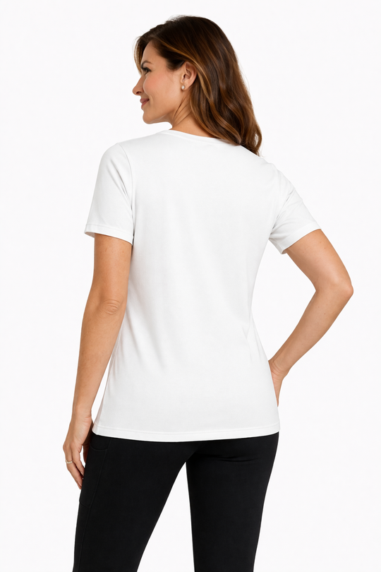 T-shirt rafraîchissant col V femme — La chaleur ne gagne plus