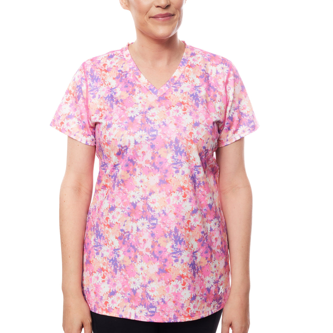 T-shirt rafraîchissant col V femme — La chaleur ne gagne plus