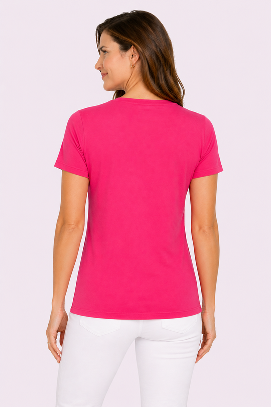 T-shirt rafraîchissant col V femme — La chaleur ne gagne plus