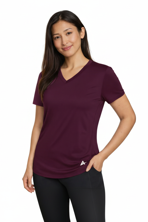 T-shirt rafraîchissant col V femme — La chaleur ne gagne plus