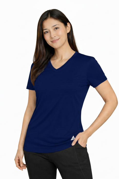 T-shirt rafraîchissant col V femme — La chaleur ne gagne plus