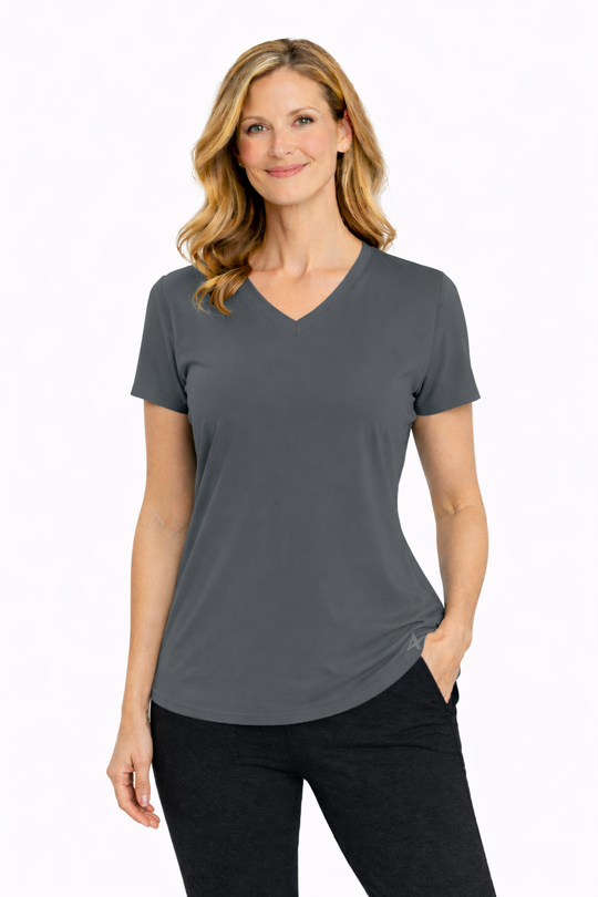 T-shirt rafraîchissant col V femme — La chaleur ne gagne plus
