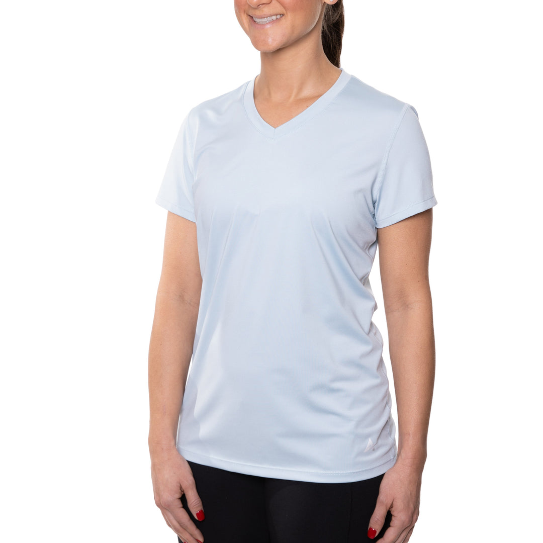 T-shirt rafraîchissant col V femme — La chaleur ne gagne plus