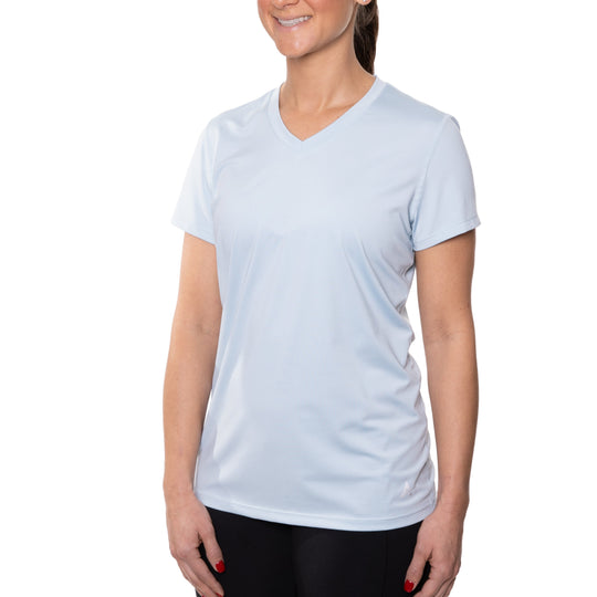 T-shirt rafraîchissant col V femme — La chaleur ne gagne plus